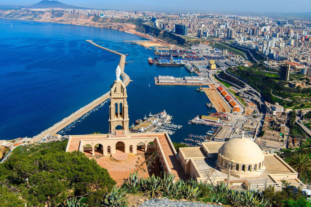Santa Cruz chapel and Oran harbor seen from Murdjadjo hill