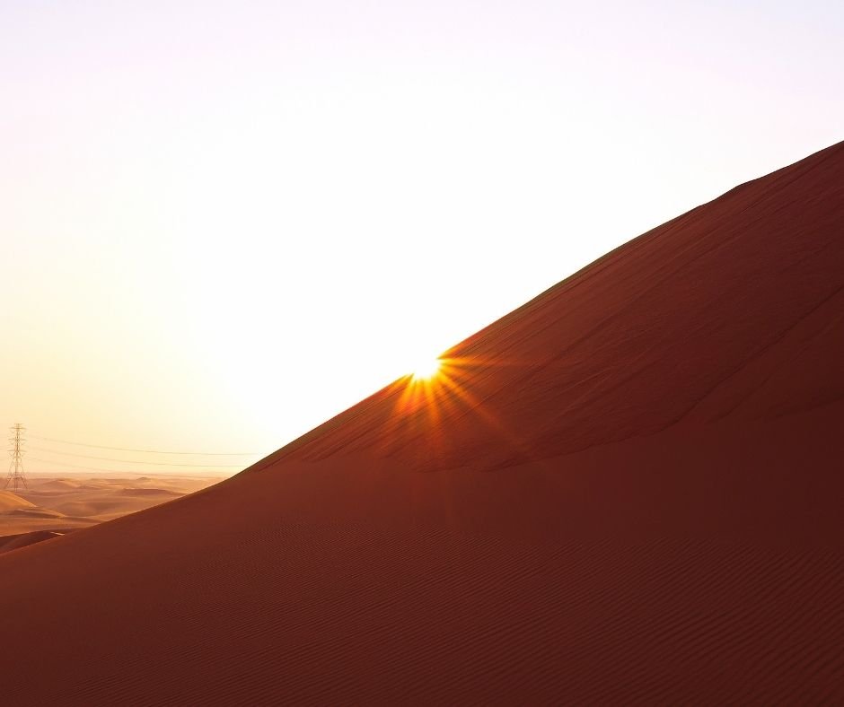 beautiful pastel sunrise in the Arabian desert sand dunes in Riyadh, Saudi Arabia