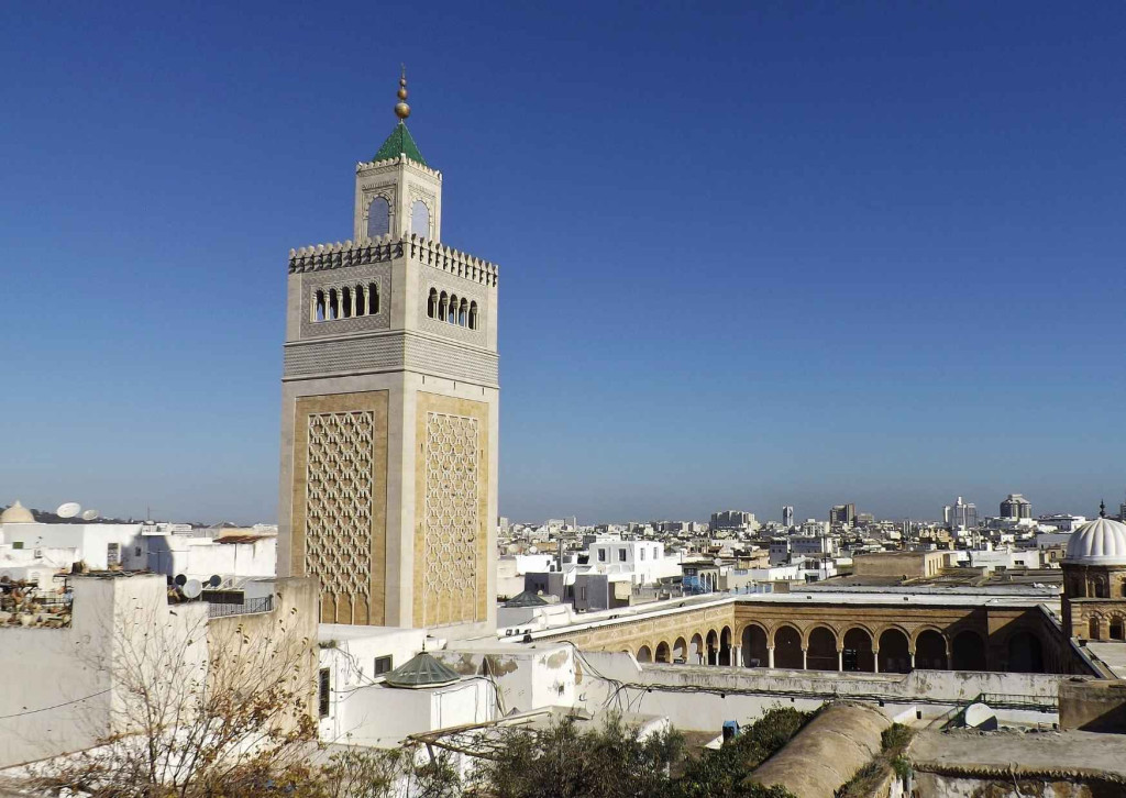 View on the Al-Zaytuna Mosque and the townscape of Tunis